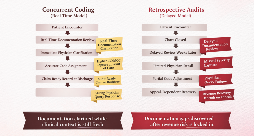 Concurrent versus retrospective coding impact